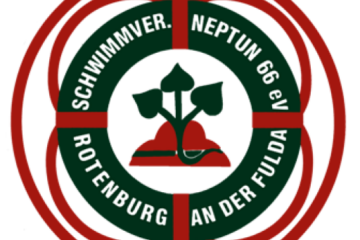 Das Bild zeit das Logo bzw. das Wappen des SV Neptun 1966 Rotenburg an der Fulda e.V. Das Logo ist ein grüner Rettungsring mit roten Bändern.